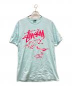 stussyステューシー）の古着「ロゴプリントTシャツ」｜スカイブルー