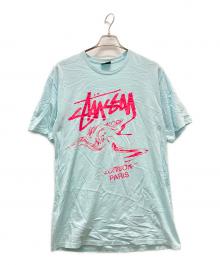 stussy（ステューシー）の古着「ロゴプリントTシャツ」｜スカイブルー