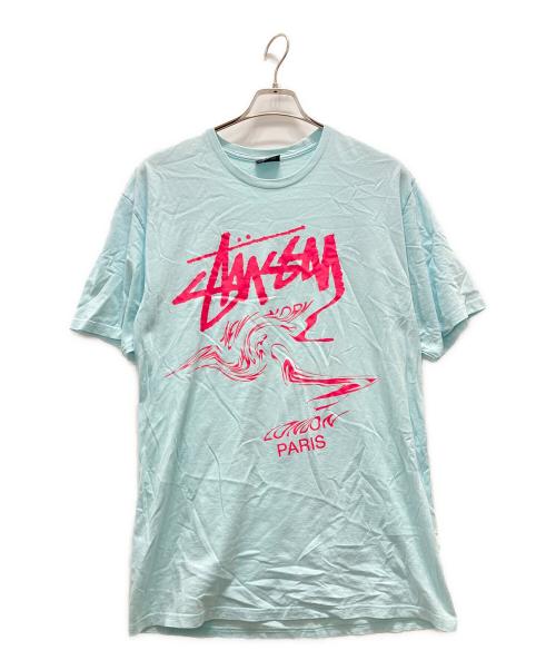 stussy（ステューシー）stussy (ステューシー) ロゴプリントTシャツ スカイブルー サイズ:Lの古着・服飾アイテム