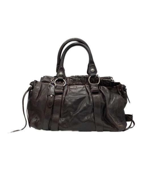 MIU MIU（ミュウミュウ）MIU MIU (ミュウミュウ) 2WAYレザーバッグ ブラウンの古着・服飾アイテム