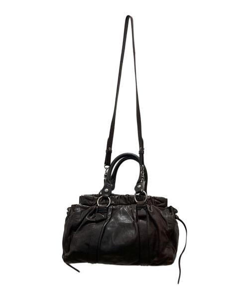 MIU MIU（ミュウミュウ）MIU MIU (ミュウミュウ) 2WAYレザーバッグ ブラウンの古着・服飾アイテム