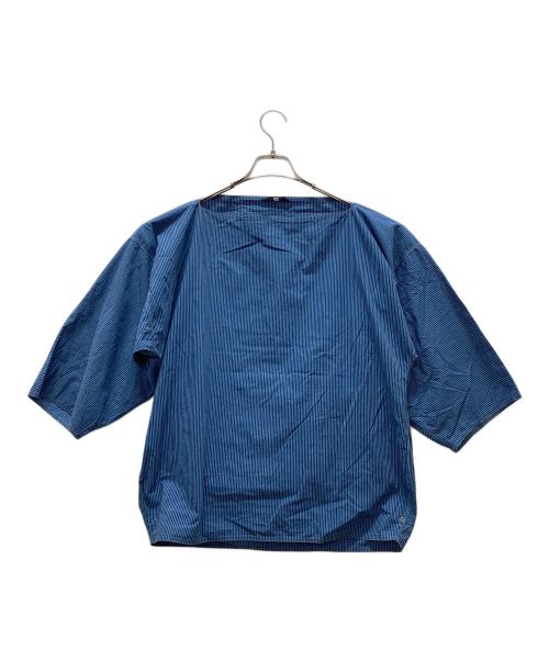 45R（フォーティファイブ・アール）45R (フォーティファイブ・アール) ストライプブラウス ブルー サイズ:2の古着・服飾アイテム