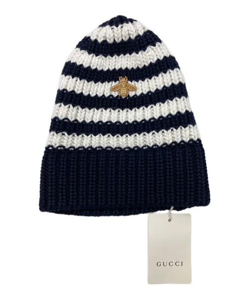 GUCCI（グッチ）GUCCI (グッチ) ニット帽 ネイビー×ホワイト サイズ:Sの古着・服飾アイテム