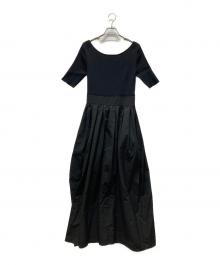 JILL STUART（ジルスチュアート）の古着「タフタドッキングニットドレス」｜ブラック