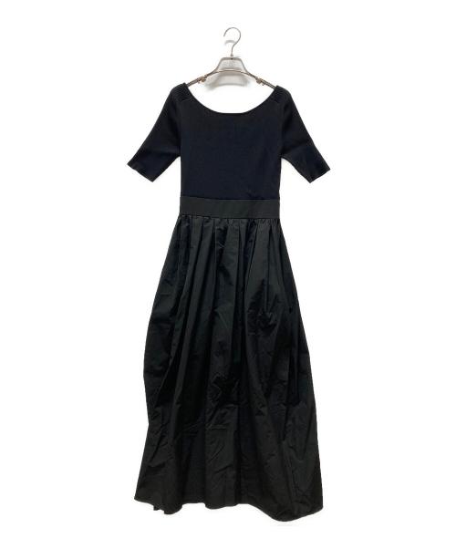 JILL STUART（ジルスチュアート）JILL STUART (ジルスチュアート) タフタドッキングニットドレス ブラックの古着・服飾アイテム