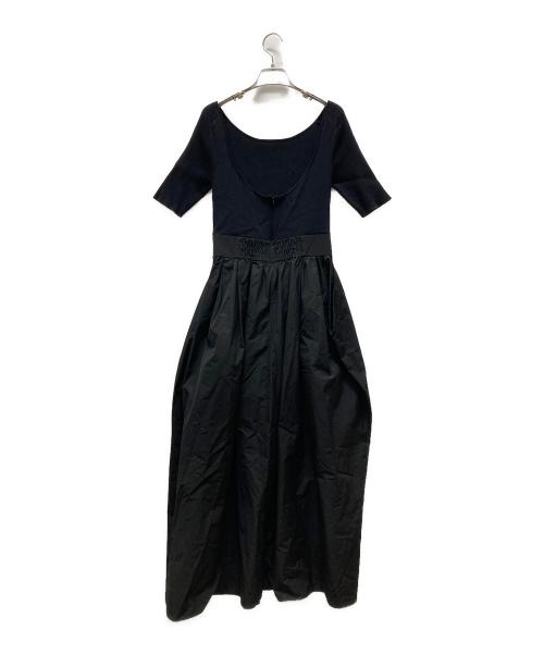 JILL STUART（ジルスチュアート）JILL STUART (ジルスチュアート) タフタドッキングニットドレス ブラックの古着・服飾アイテム