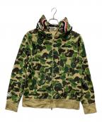A BATHING APEア ベイシング エイプ）の古着「カモ シャーク パーカー」｜グリーン