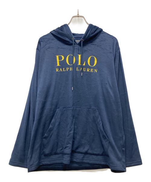 POLO RALPH LAUREN（ポロ・ラルフローレン）POLO RALPH LAUREN (ポロ・ラルフローレン) ブラッシュドベロアロングスリーブフーディ ネイビー サイズ:LLの古着・服飾アイテム