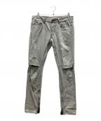 mnmlミニマル）の古着「ダメージデニムパンツ」｜グレー