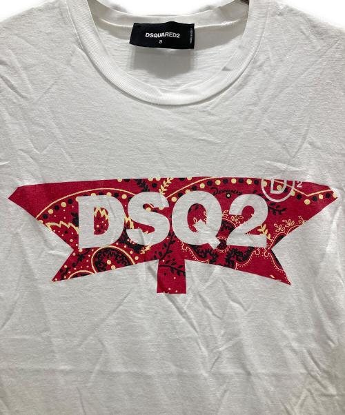 DSQUARED2（ディースクエアード）DSQUARED2 (ディースクエアード) DSQ2 プリントTシャツ ホワイト サイズ:Sの古着・服飾アイテム