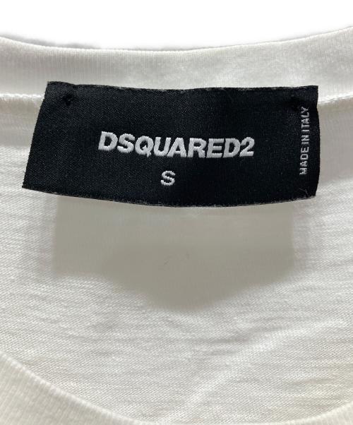 DSQUARED2（ディースクエアード）DSQUARED2 (ディースクエアード) DSQ2 プリントTシャツ ホワイト サイズ:Sの古着・服飾アイテム
