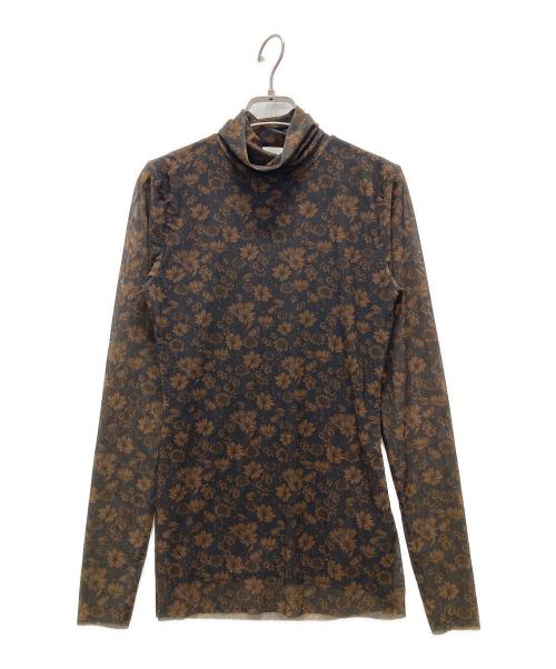 GANNI（ガニー）GANNI (ガニー) Printed Mesh Rollneck ブラウン サイズ:38の古着・服飾アイテム