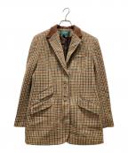 LAUREN RALPH LAURENローレンラルフローレン）の古着「千鳥柄ツイードジャケット」｜ブラウン