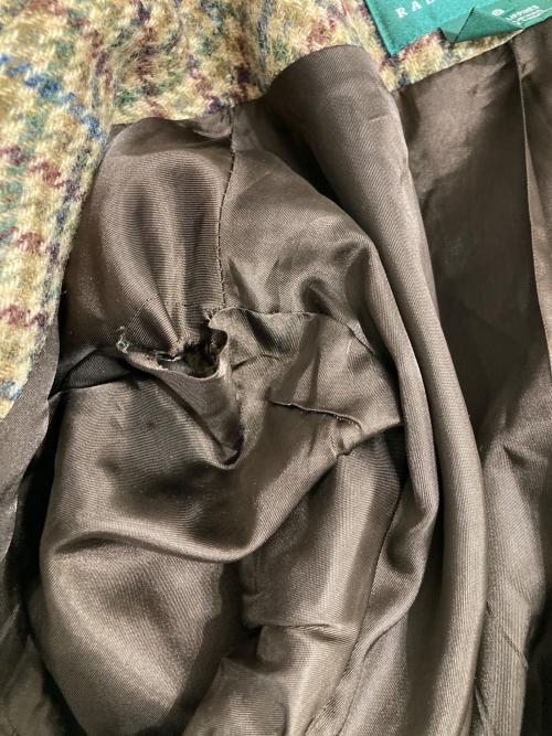 LAUREN RALPH LAUREN（ローレンラルフローレン）LAUREN RALPH LAUREN (ローレンラルフローレン) 千鳥柄ツイードジャケット ブラウン サイズ:8の古着・服飾アイテム