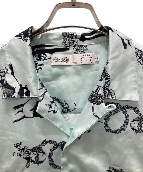 HIGH-GATE（ハイゲート）HIGH-GATE (ハイゲート) 総柄シャツ スカイブルー サイズ:2の古着・服飾アイテム
