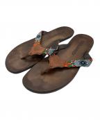 DSQUARED2ディースクエアード）の古着「ビーズ装飾レザーサンダル」｜ブラウン