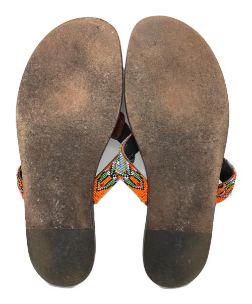 DSQUARED2（ディースクエアード）DSQUARED2 (ディースクエアード) ビーズ装飾レザーサンダル ブラウン サイズ:表記サイズ無しの古着・服飾アイテム