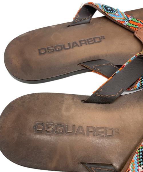 DSQUARED2（ディースクエアード）DSQUARED2 (ディースクエアード) ビーズ装飾レザーサンダル ブラウン サイズ:表記サイズ無しの古着・服飾アイテム