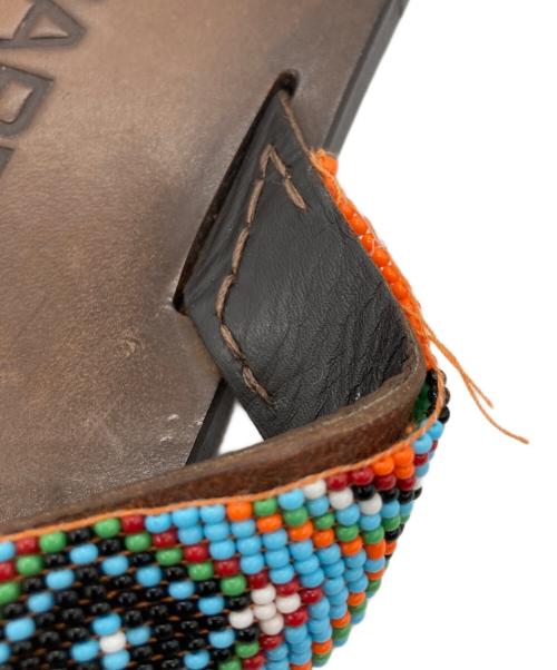 DSQUARED2（ディースクエアード）DSQUARED2 (ディースクエアード) ビーズ装飾レザーサンダル ブラウン サイズ:表記サイズ無しの古着・服飾アイテム