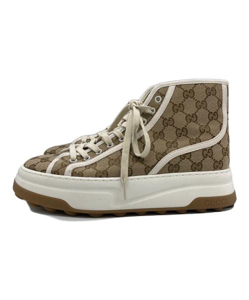 GUCCI（グッチ）GUCCI (グッチ) ハイカットスニーカー ブラウン サイズ:8の古着・服飾アイテム