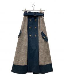 Ameri（アメリ）の古着「チェックトレンチスカート」｜ネイビー