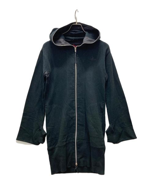 Vivienne Westwood RED LABEL（ヴィヴィアンウエストウッドレッドレーベル）Vivienne Westwood RED LABEL (ヴィヴィアンウエストウッドレッドレーベル) オーブ刺繍 変形袖パーカーワンピース ブラック サイズ:Mの古着・服飾アイテム