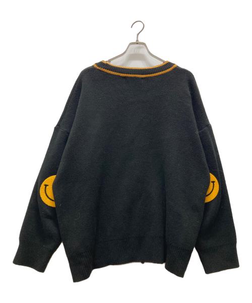 FIBBER 41（FIBBER 41）FIBBER 41 (FIBBER 41) スマイルエルボーパッチカーディガン ブラック サイズ:Fの古着・服飾アイテム