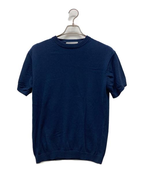 MOONCASTLE（ムーンキャッスル）MOONCASTLE (ムーンキャッスル) 半袖ニット ネイビー サイズ:Mの古着・服飾アイテム