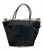 BURBERRY BLUE LABELバーバリーロンドンブルーレーベル）の古着「舟形トートバッグ」｜ブラック