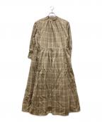 universal tissuユニバーサルティシュ）の古着「バンドカラーギャザーワンピース」｜ブラウン