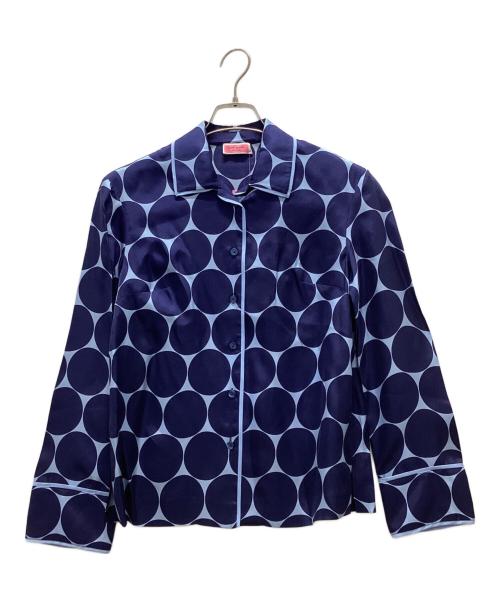 Kate Spade（ケイトスペード）Kate Spade (ケイトスペード) シルクツイルシャツ ネイビー サイズ:XS 未使用品の古着・服飾アイテム