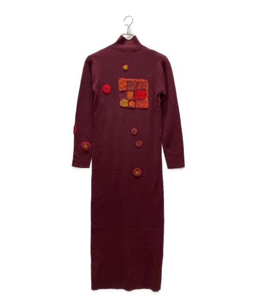 TOKUKO1erVOL（トクコプルミエヴォル）TOKUKO1erVOL (トクコプルミエヴォル) ニットワンピース ボルドー サイズ:9の古着・服飾アイテム