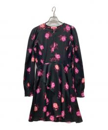 Kate Spade（ケイトスペード）の古着「Rose Garden Smocked Satin Dress」｜ブラック