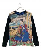 &ellecyアンドエルシー）の古着「浮世絵ロングスリーブカットソー」｜ブラック