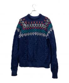 LORD JEFF（ロードジェフ）の古着「80's USA製ケーブルニット」｜ネイビー