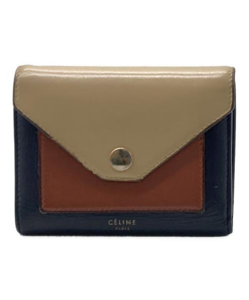 CELINE（セリーヌ）CELINE (セリーヌ) フラップ コンパクトウォレット ブラウンの古着・服飾アイテム