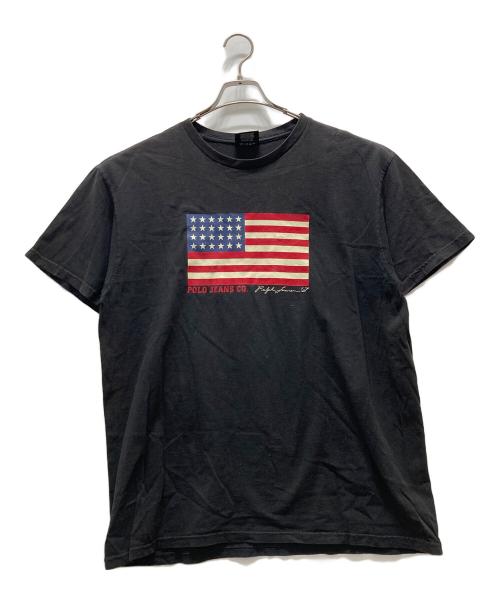 POLO JEANS CO.（ポロジーンズカンパニー）POLO JEANS CO. (ポロジーンズカンパニー) 星条旗プリントTシャツ ブラック サイズ:Lの古着・服飾アイテム