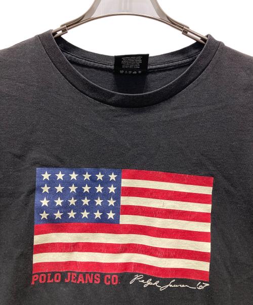 POLO JEANS CO.（ポロジーンズカンパニー）POLO JEANS CO. (ポロジーンズカンパニー) 星条旗プリントTシャツ ブラック サイズ:Lの古着・服飾アイテム