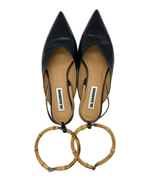 JIL SANDER（ジルサンダー）JIL SANDER (ジルサンダー) バンブーストラップ ポインテッドトゥパンプス ブラック サイズ:37の古着・服飾アイテム