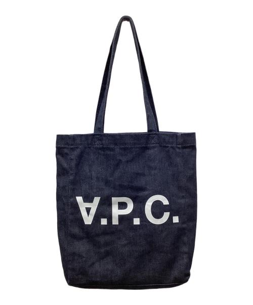 A.P.C.（アーペーセー）A.P.C. (アーペーセー) デニムロゴトートバッグ ネイビーの古着・服飾アイテム