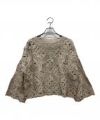 UNITED ARROWSユナイテッドアローズ）の古着「クロシェ風 エンブロイダリー ニット」｜ブラウン