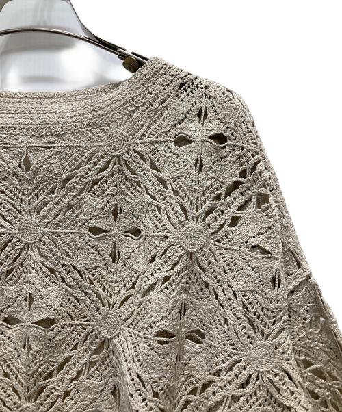 UNITED ARROWS（ユナイテッドアローズ）UNITED ARROWS (ユナイテッドアローズ) クロシェ風 エンブロイダリー ニット ブラウン サイズ:FREEの古着・服飾アイテム