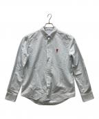 AMI Alexandre Mattiussiアミアレクサンドルマテュッシ）の古着「ハートロゴストライプシャツ」｜スカイブルー