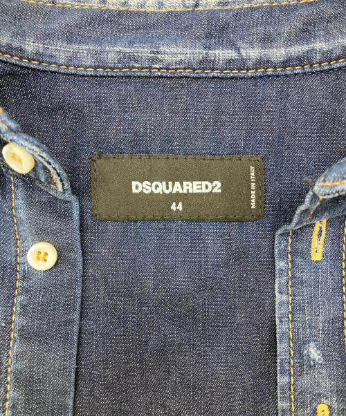 DSQUARED2（ディースクエアード）DSQUARED2 (ディースクエアード) プリントデニムシャツ ブルー サイズ:44の古着・服飾アイテム