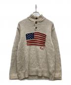 POLO RALPH LAURENポロ・ラルフローレン）の古着「星条旗ハーフボタンセーター」｜アイボリー