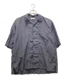 UNFIL（アンフィル）の古着「オープンカラーシャツ/cotton silk twill short sleeve shirt」｜ネイビー