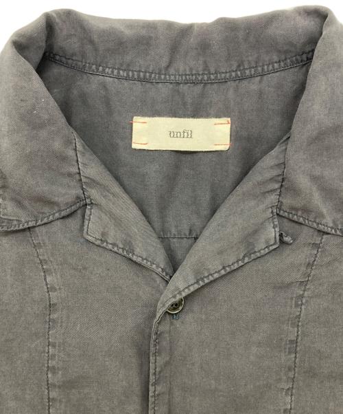 UNFIL（アンフィル）unfil (アンフィル) オープンカラーシャツ/cotton silk twill short sleeve shirt ネイビー サイズ:4の古着・服飾アイテム