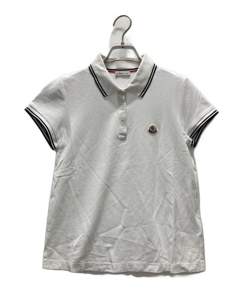 MONCLER（モンクレール）MONCLER (モンクレール) ラインデザインワッペンポロシャツ ホワイト サイズ:Sの古着・服飾アイテム