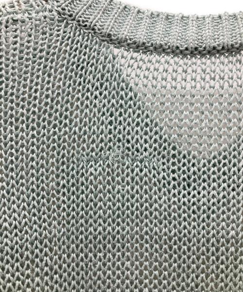 BABYLONE（バビロン）BABYLONE (バビロン) リネンVネックローゲージニットプルオーバー ブルー サイズ:Fの古着・服飾アイテム