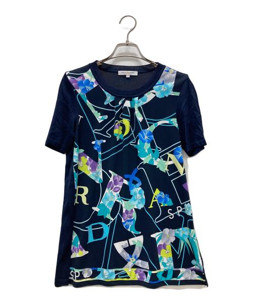 LEONARD SPORT（レオナール スポーツ）LEONARD SPORT (レオナール スポーツ) フラワー切替ブラウス ネイビー サイズ:40の古着・服飾アイテム